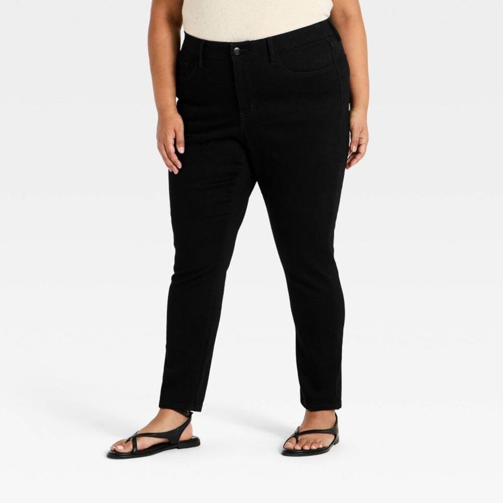 Women's Plus High-Rise Skinny Jeans - Ava & Viv Black 17
